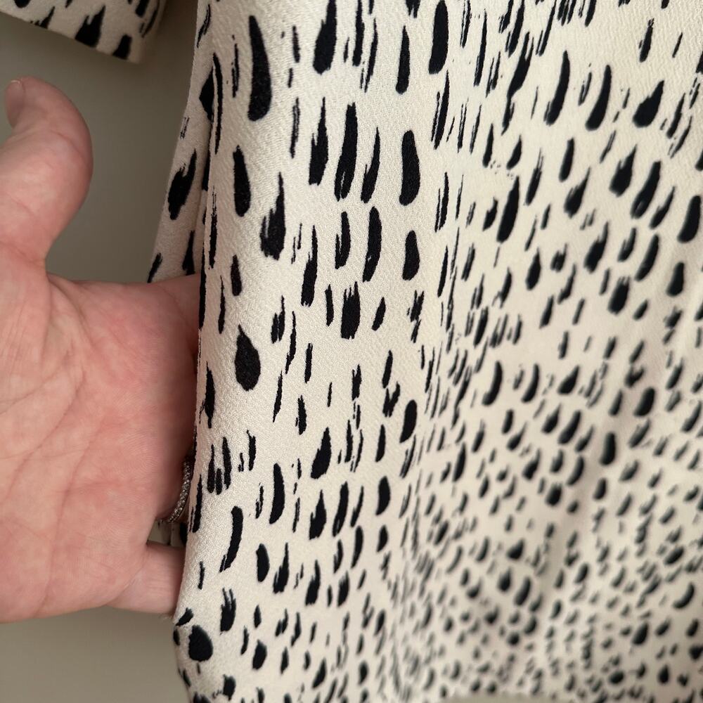 Essentiel Antwerp Shift Split Neck Dress 34 4 S Small Cream Black Animal Print - Picture 5 of 10